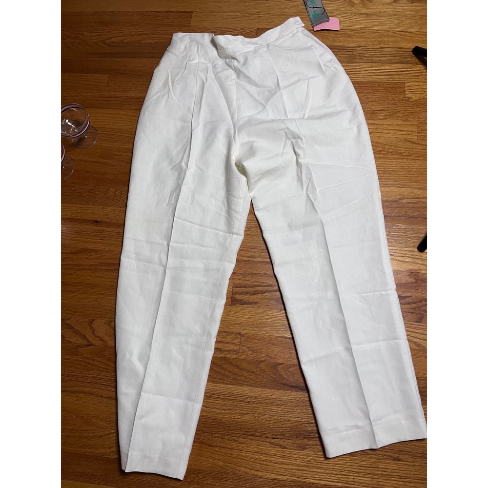 Vtg 90s Tan Jay  White Pleated Dress Pants High Waist Elastic Back Size 16 NWT